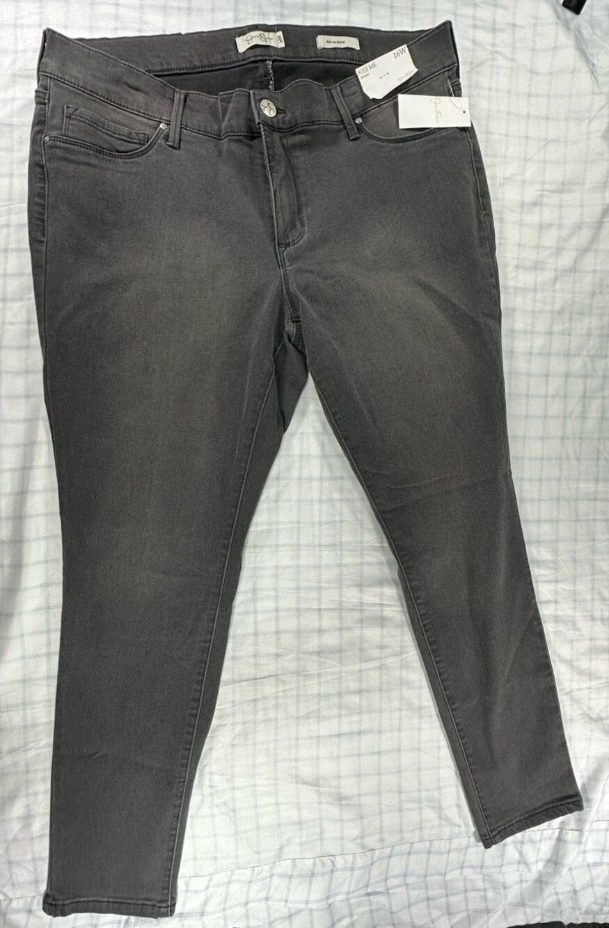 NWT Jessica Simpson Kiss Me Skinny Jeans 16W Graceful Grey Stretch